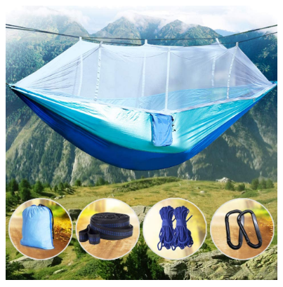 Double Camping Hammock with Bug Net – Waterproof and Durable for Outdoor Adventures, Backpacking, and Hiking