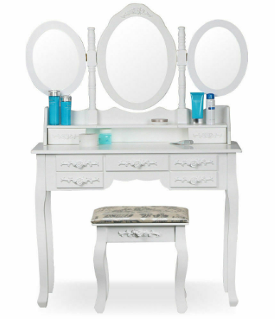 Princes White Dressing Table 3 Oval Mirror 7 Draw