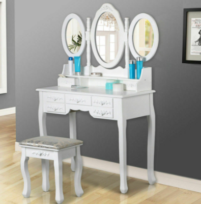Princes White Dressing Table 3 Oval Mirror 7 Draw