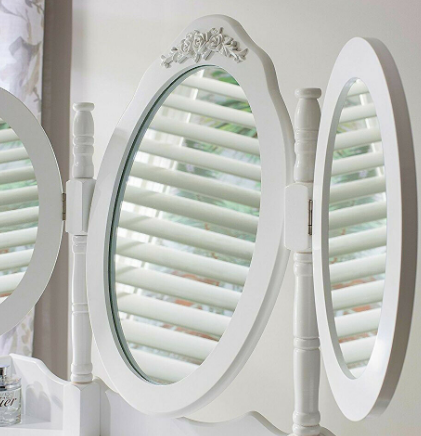 Princes White Dressing Table 3 Oval Mirror 7 Draw