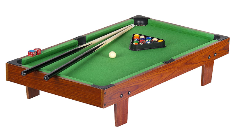 Children&#39;s Wooden Portable Pool Table for Kids, Folding Pool Table, Compact Design for Indoor/Outdoor Fun