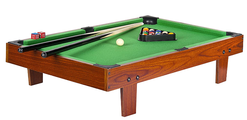Children&#39;s Wooden Portable Pool Table for Kids, Folding Pool Table, Compact Design for Indoor/Outdoor Fun