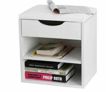 Shoe Bench Wooden Shoes Storage Organizer Cabinet Padded Seat, Color: White