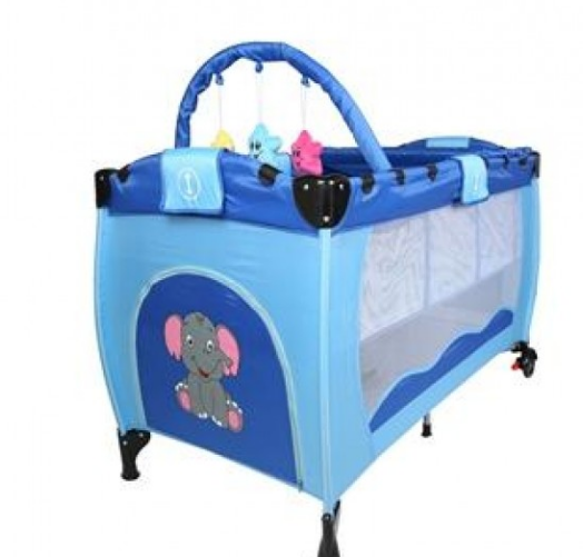 Foldable Baby Cot with Play Bar and 3 Detachable Toys for Comfort and Entertainment