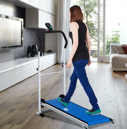 Twin Flywheel Treadmill for Home-Blue/White