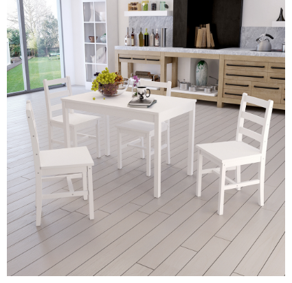 Contemporary Dining Table and Chairs Set, Modern 5-Piece Dining Set, Stylish Dining Room Furniture, Adjustable Chairs with Comfortable Cushions, Elegant Dining Set for Home and Kitchen