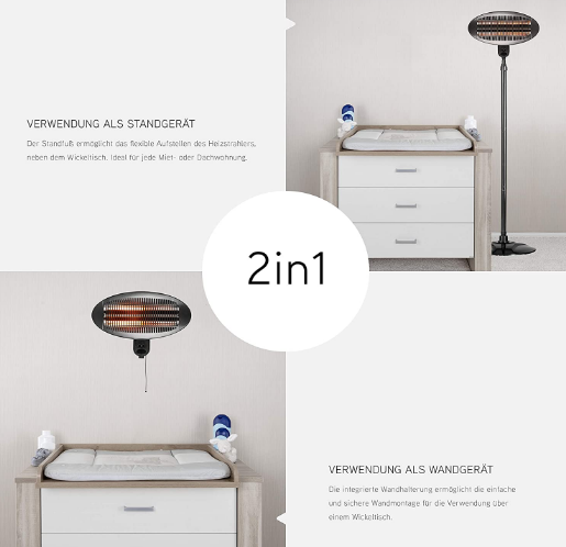 Heater Splinter with Protection Stand, Wall-Mountable, Safe and Efficient Space Heater for Home and Office Use