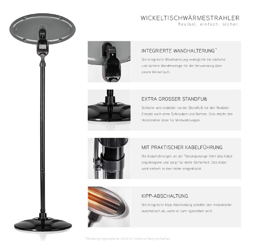 Heater Splinter with Protection Stand, Wall-Mountable, Safe and Efficient Space Heater for Home and Office Use