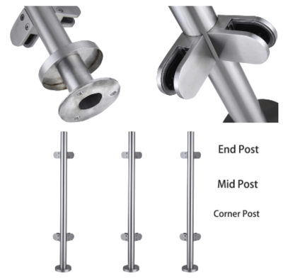 Stainless Steel Balustrade Posts Grade Glass Clamps Rubbers End Caps