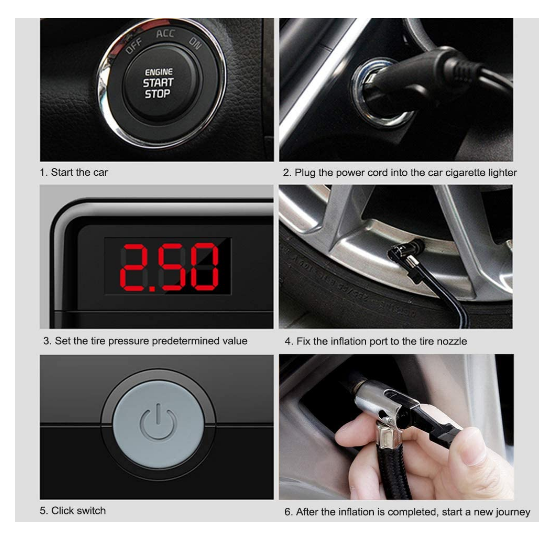 Portable 12V DC Air Pump, With Enhanced LED Display