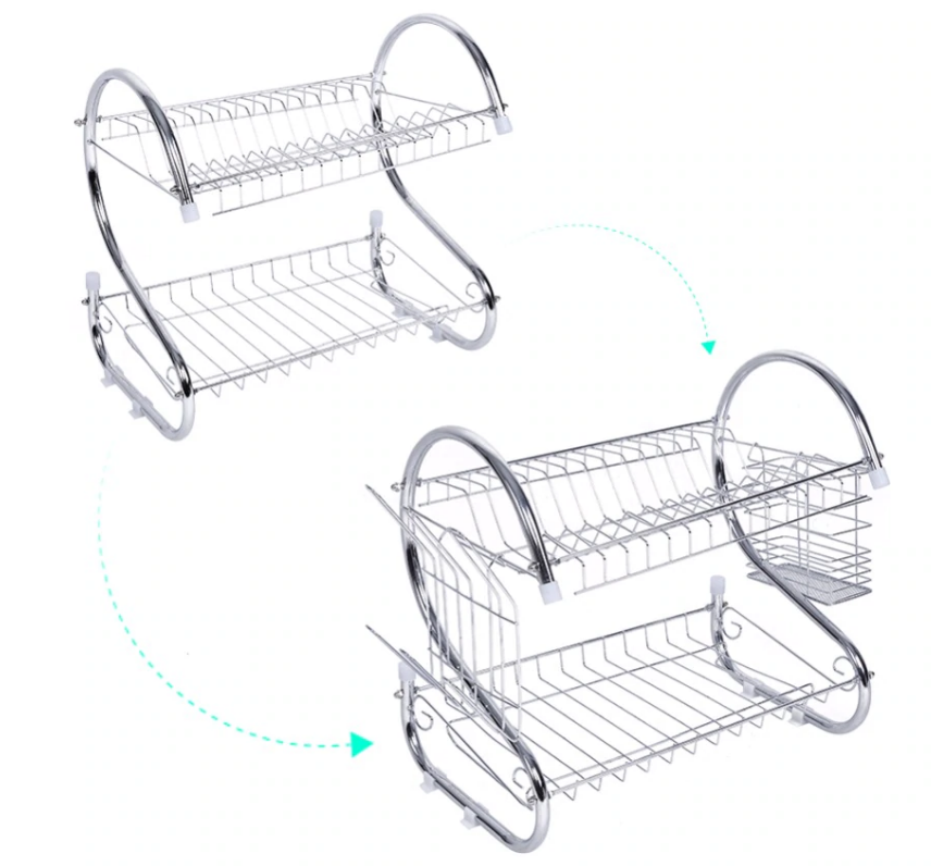 Dish Rack Holder for Drying and Storage – Kitchen Sink Organizer for Plates, Cups, and Utensils