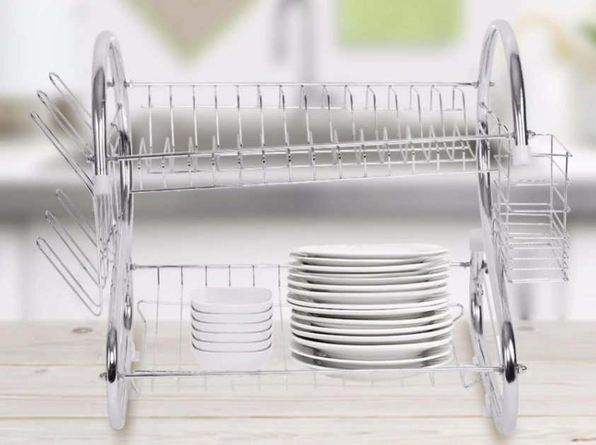 Dish Rack Holder for Drying and Storage – Kitchen Sink Organizer for Plates, Cups, and Utensils
