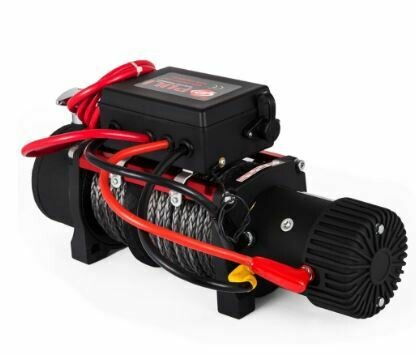 Electric Synthetic Rope Winch 6123.5Kg – Heavy-Duty Gear Train Winch with Roller Fairlead for Off-Road and Industrial Use