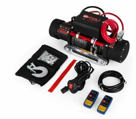 Electric Synthetic Rope Winch 6123.5Kg – Heavy-Duty Gear Train Winch with Roller Fairlead for Off-Road and Industrial Use