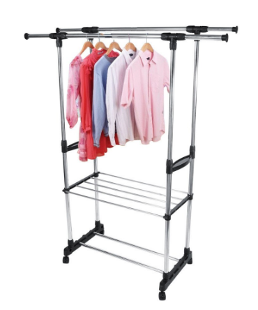 Clothes Drying Rack With Double Hanging Rails