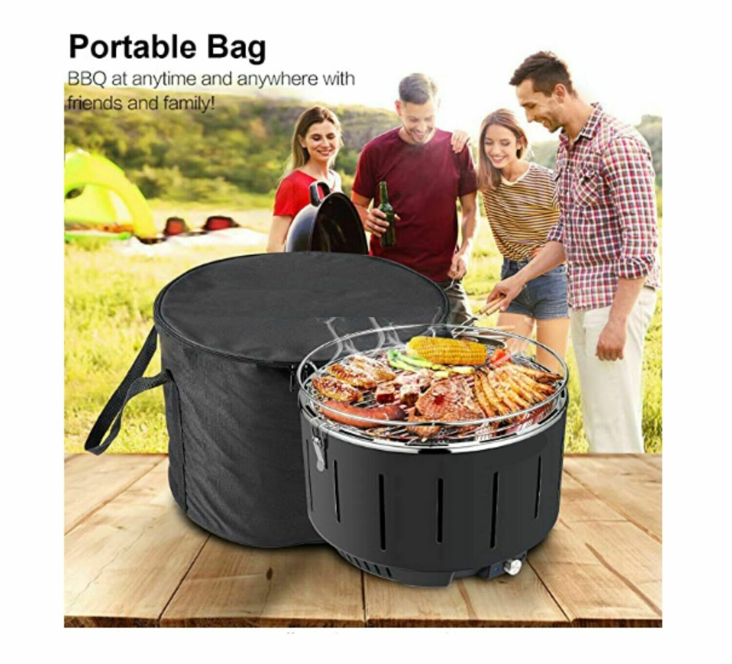 Portable Smokeless Barbecue Charcoal Grill