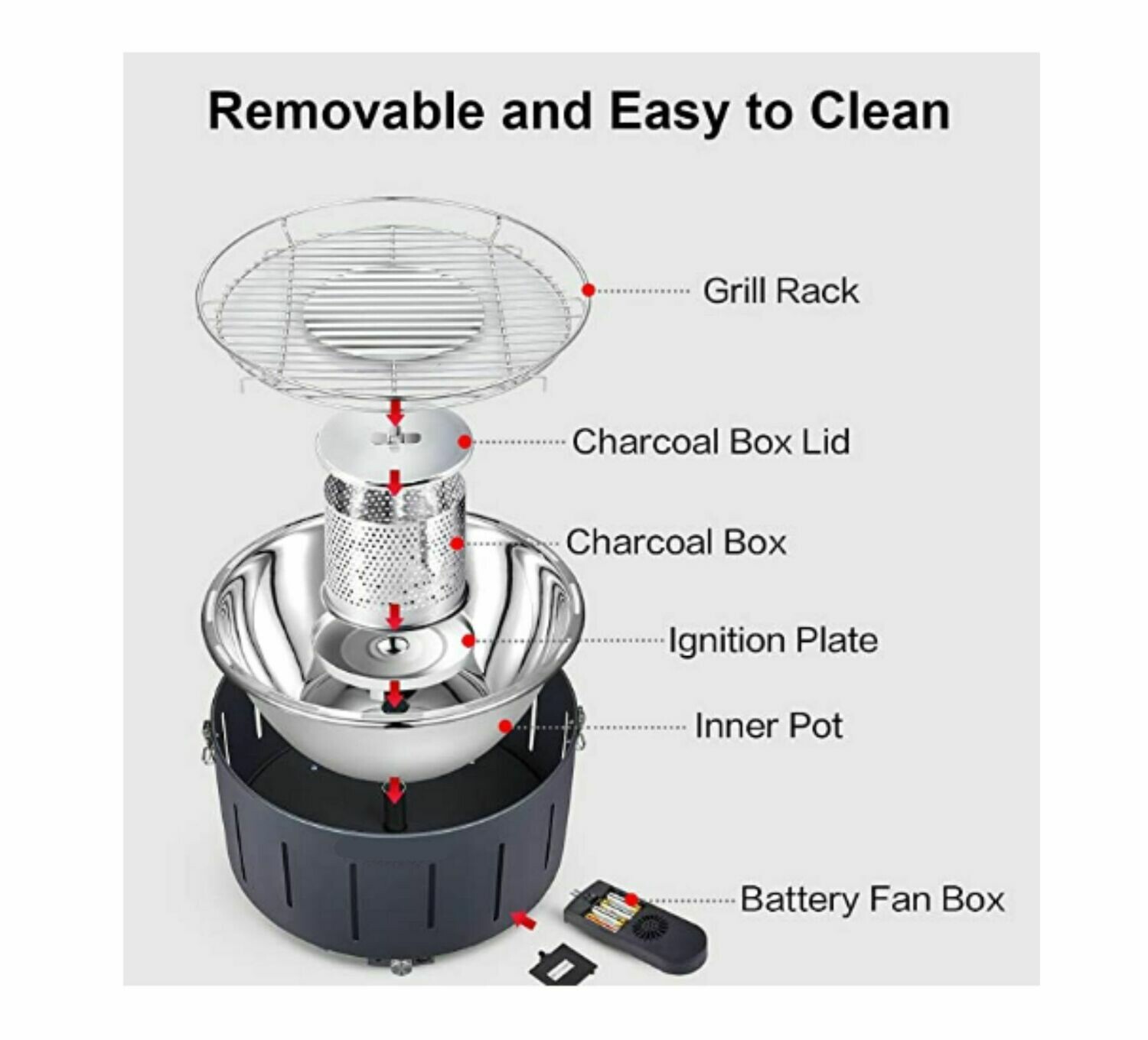 Portable Smokeless Barbecue Charcoal Grill