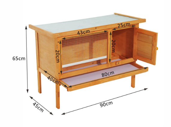 Rabbit Hutch Wood With Removable Drawer