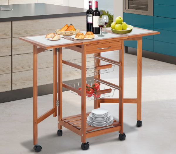 High Quality Kitchen Trolley with Storage Shelves and Wheels for Home and Dining Organization