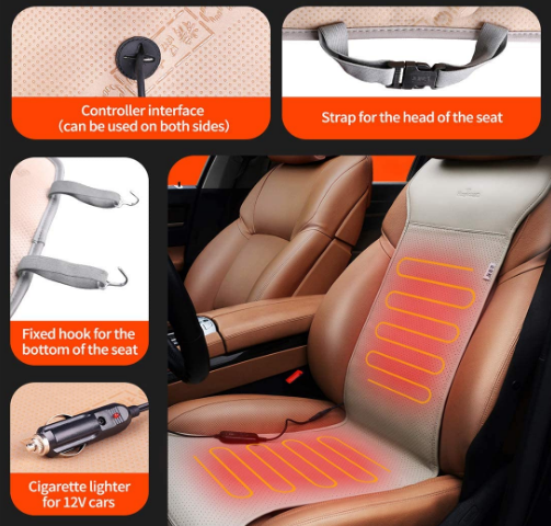 Heated Car Seat Cushion for Winter Comfort, Adjustable Temperature, and Fast Heating for Car, Truck, and SUV Seats