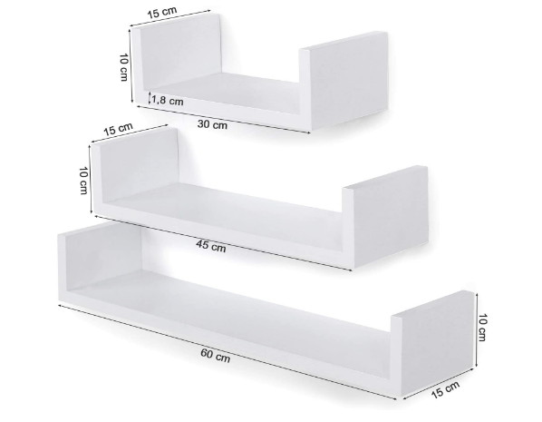 Floating Wall Shelves 3 Pcs Set Modern Decorative Shelving for Home, Living Room, and Office Storage