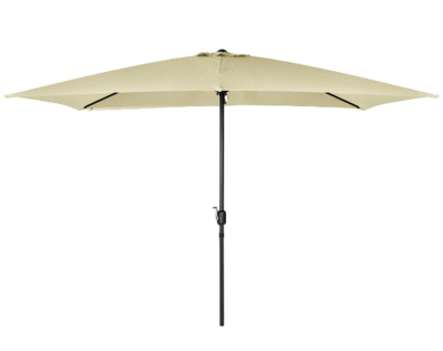 Durable Rectangular Garden Umbrella 300 cm – Large Round Parasol with Crank Handle, Rain-Repellent, Natural for Outdoor Use