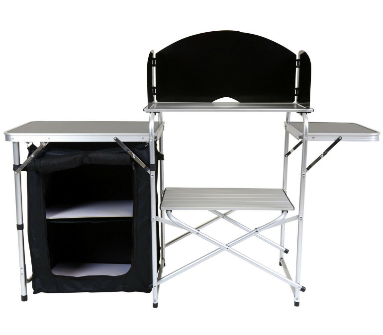 Foldable Kitchen Camping Storage Unit with Shelves for Outdoor Cooking and Organization