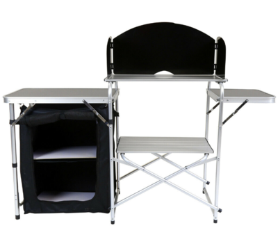 Foldable Kitchen Camping Storage Unit with Shelves for Outdoor Cooking and Organization