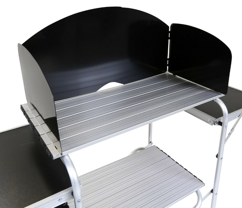 Foldable Kitchen Camping Storage Unit with Shelves for Outdoor Cooking and Organization