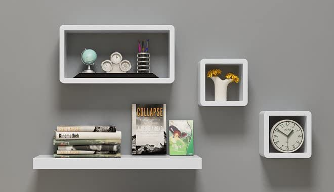 Set of 3 Cube Floating Wall Shelves