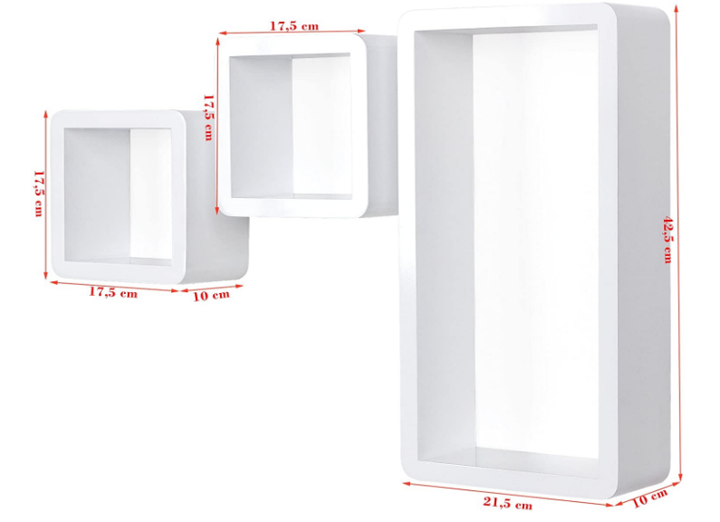 Set of 3 Cube Floating Wall Shelves
