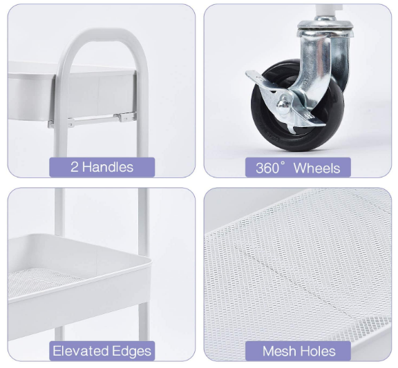 Smooth Rolling 3-Tier Storage Trolley