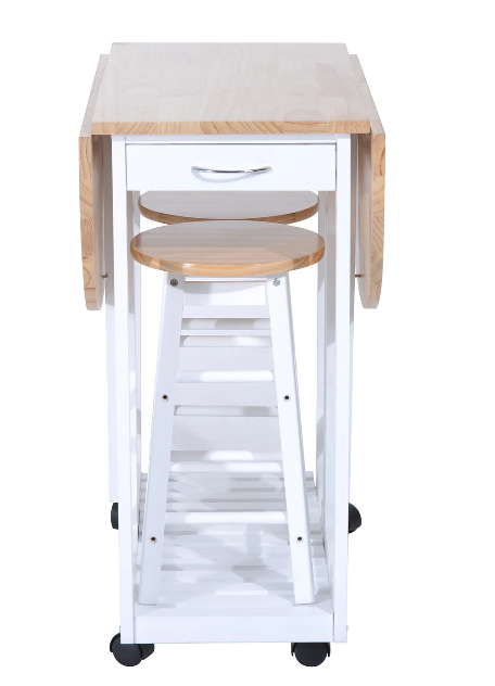 Foldable 3-Piece Wood Dining Table Set with Stools for Small Spaces, Compact Kitchen, and Dining Rooms