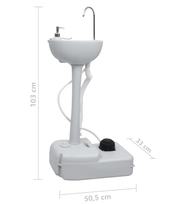 Handwash Stand with Water Tank for Camping, Portable Sink Station with Soap Dispenser and Foot Pump