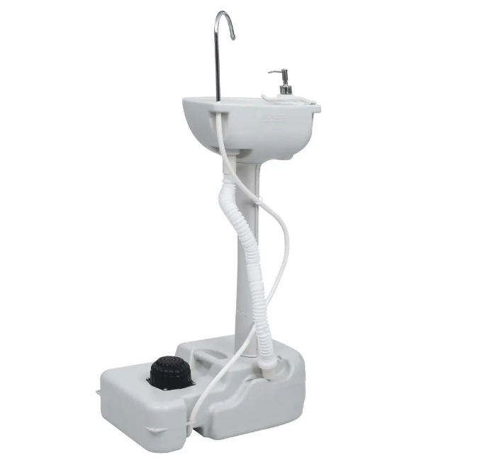 Handwash Stand with Water Tank for Camping, Portable Sink Station with Soap Dispenser and Foot Pump
