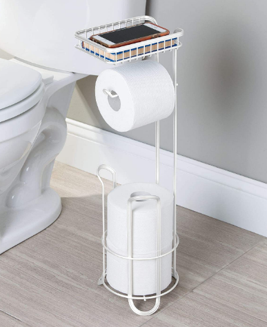 Toilet Paper Holder with Storage Shelf