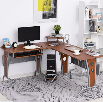 Corner Computer Desk with 50kg Load Capacity, Space-Saving L-Shaped Desk for Home Office and Workstation