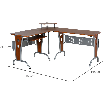 Corner Computer Desk with 50kg Load Capacity, Space-Saving L-Shaped Desk for Home Office and Workstation