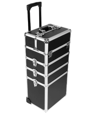 Aluminium Makeup Trolley Cosmetic Case with Detachable Mini-Cases – Portable Storage for Beauty Tools and Supplies