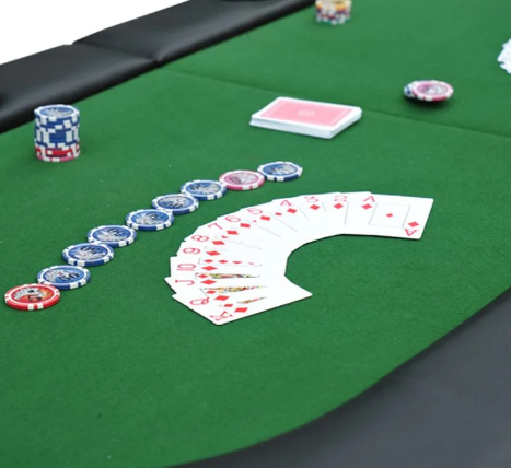 Foldable Poker Table with Built-In Drink Holders and Easy Storage Design