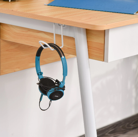 Home Office Desk with Built-In Earphone Rack for Organized Workspace Setup