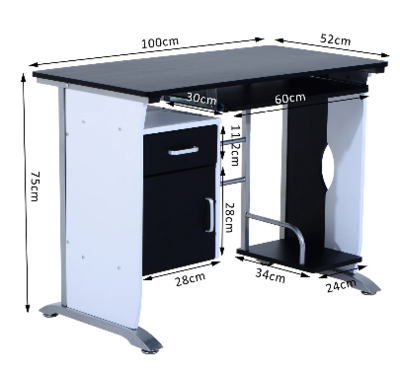 Computer Workstation with Sliding Keyboard Shelf, Adjustable Desk with Storage, Home Office Desk, Ergonomic Computer Desk for Home and Office Use