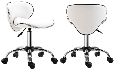 Leather Swivel Salon Stool with Backrest