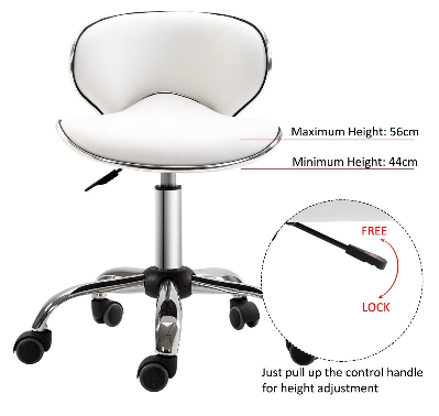 Leather Swivel Salon Stool with Backrest