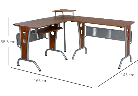Corner Computer Desk with Keyboard Tray, Space-Saving L-Shaped Desk for Home Office and Workstation