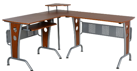 Corner Computer Desk with Keyboard Tray, Space-Saving L-Shaped Desk for Home Office and Workstation