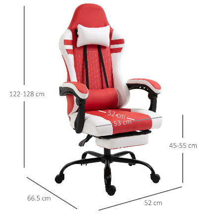 Reclining Gaming Chair With Retractable Footrest