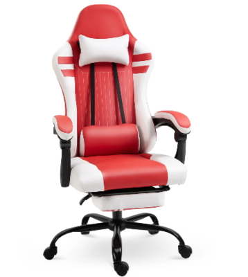 Reclining Gaming Chair With Retractable Footrest
