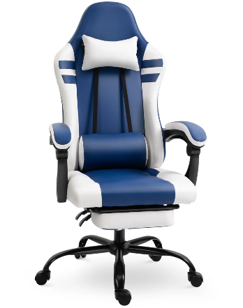 Reclining Gaming Chair With Retractable Footrest