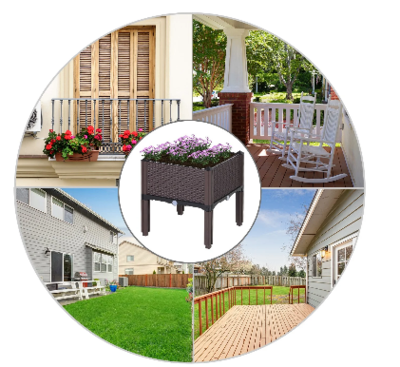 Outdoor Rattan-effect Garden Planter Box